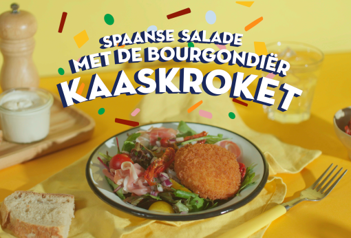 Spaanse salade met Bourgondiër Kaaskroket 