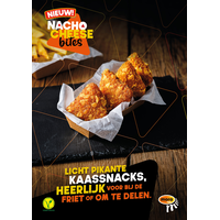 A6 driehoek tafelkaartje Nacho Cheese bites design 1